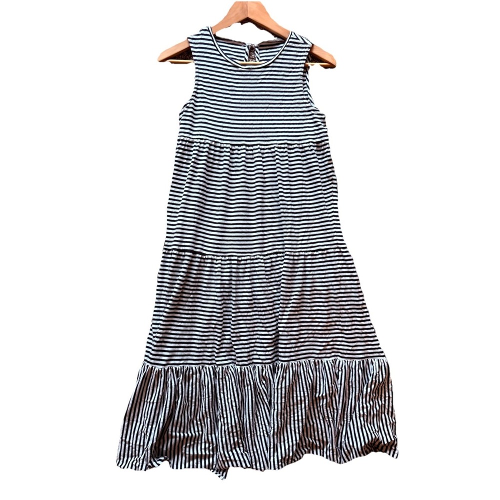 J. Crew crewcuts girls tiered casual sleeveless maxi dress, XL, navy & white